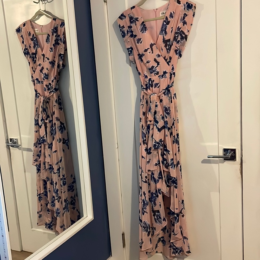 Eliza J floral ruffle high/low maxi dress